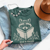 Feral & Literate Raccoon Comfort Colors - Book Lover Tee