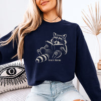 May include a Feral & Literate Raccoon Sweatshirt featuring a playful raccoon illustration and witty book lover statement design.
