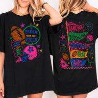 May include a Fresh from the Field Comfort Colors Football Game Day Tee featuring a football-inspired design on a casual short-sleeve shirt.