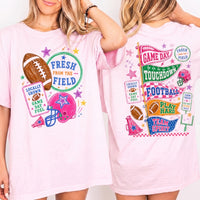 May include a Fresh from the Field Comfort Colors Football Game Day Tee featuring a football-inspired design on a casual short-sleeve shirt.