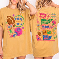 May include a Fresh from the Field Comfort Colors Football Game Day Tee featuring a football-inspired design on a casual short-sleeve shirt.