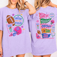 May include a Fresh from the Field Comfort Colors Football Game Day Tee featuring a football-inspired design on a casual short-sleeve shirt.