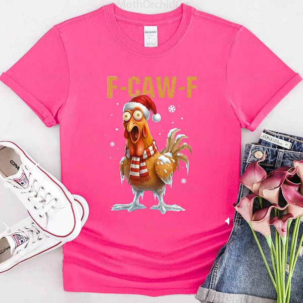 Funny F-Caw-F Christmas Rooster Shirt - Chicken Holiday T-shirt