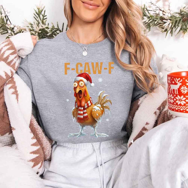 Funny F-Caw-F Christmas Rooster Shirt - Chicken Holiday T-shirt