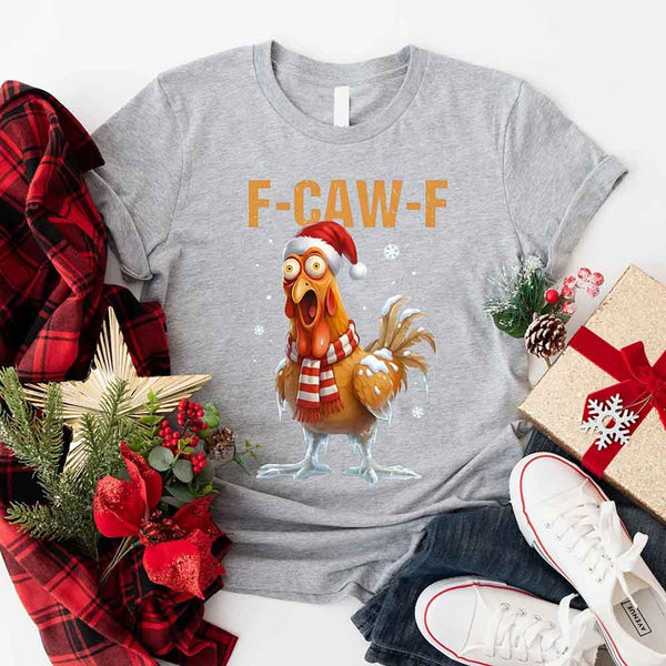 Funny F-Caw-F Christmas Rooster Shirt - Chicken Holiday T-shirt