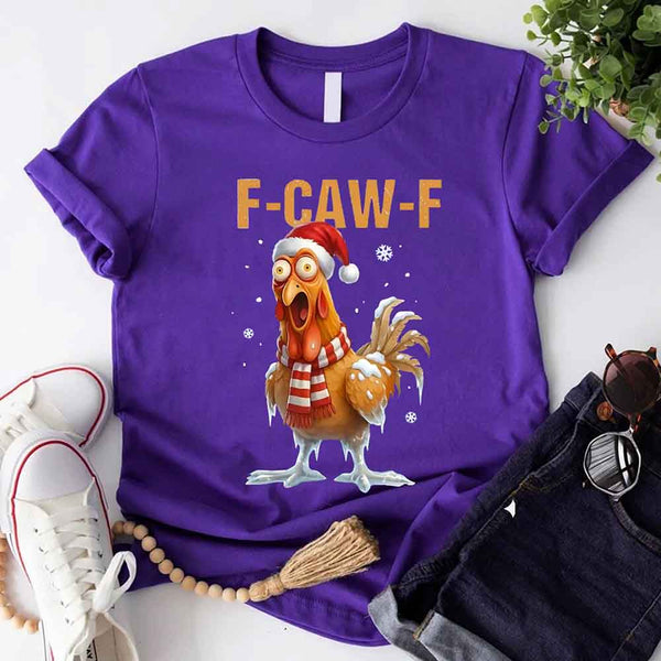 Funny F-Caw-F Christmas Rooster Shirt - Chicken Holiday T-shirt