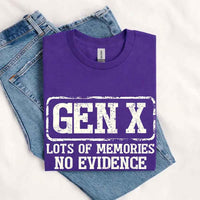 Funny Gen X T-Shirt Lots of Memories No Evidence Tee - Sarcastic Unisex Shirt