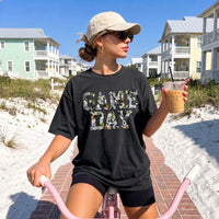 May include a Game Day Comfort Colors Camo Print Football Season Tee featuring a bold camo-inspired game day design.