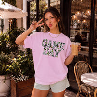 May include a Game Day Comfort Colors Camo Print Football Season Tee featuring a bold camo-inspired game day design.