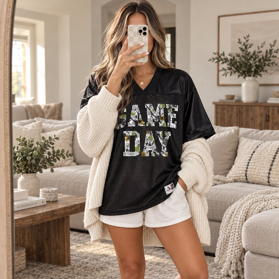 Game Day Jersey - Camo Print Oversized Football Season Tee