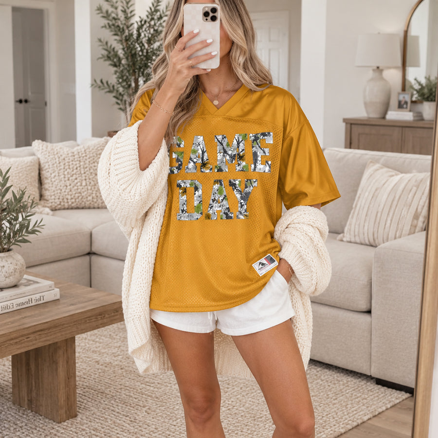 Game Day Jersey - Camo Print Oversized Football Season Tee