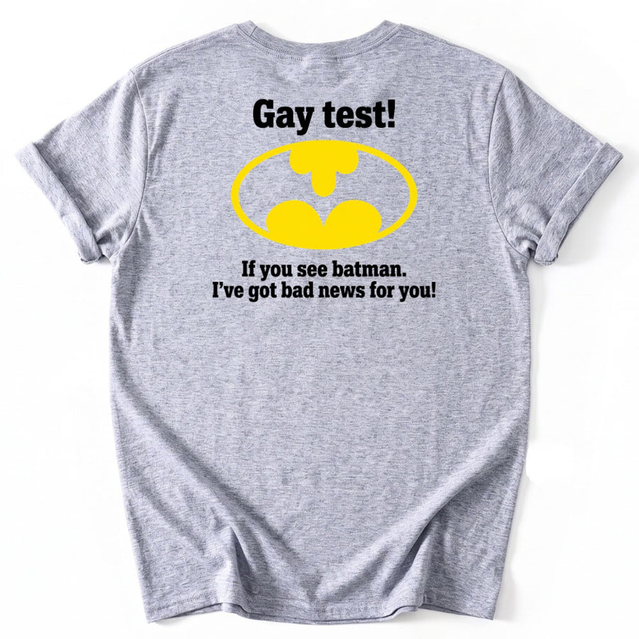 May include a Gay Test Funny Statement T-Shirt featuring a humorous slogan design, ideal for fans of funny graphic tees, playful statements, and casual novelty apparel.