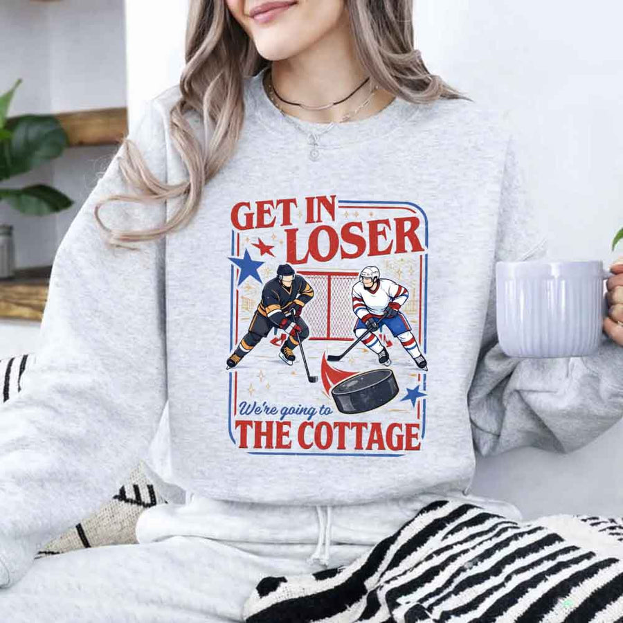 Get In Loser, We’re Going to the Cottage Crewneck Sweatshirt – Hockey Romance BookTok