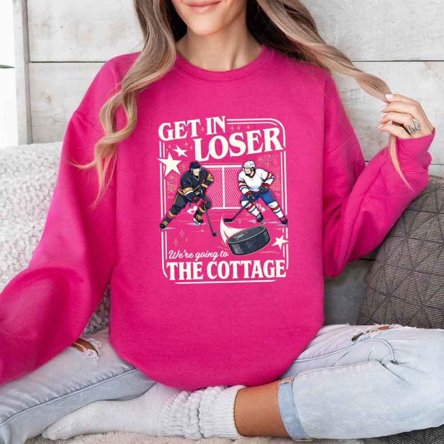 Get In Loser, We’re Going to the Cottage Crewneck Sweatshirt – Hockey Romance BookTok