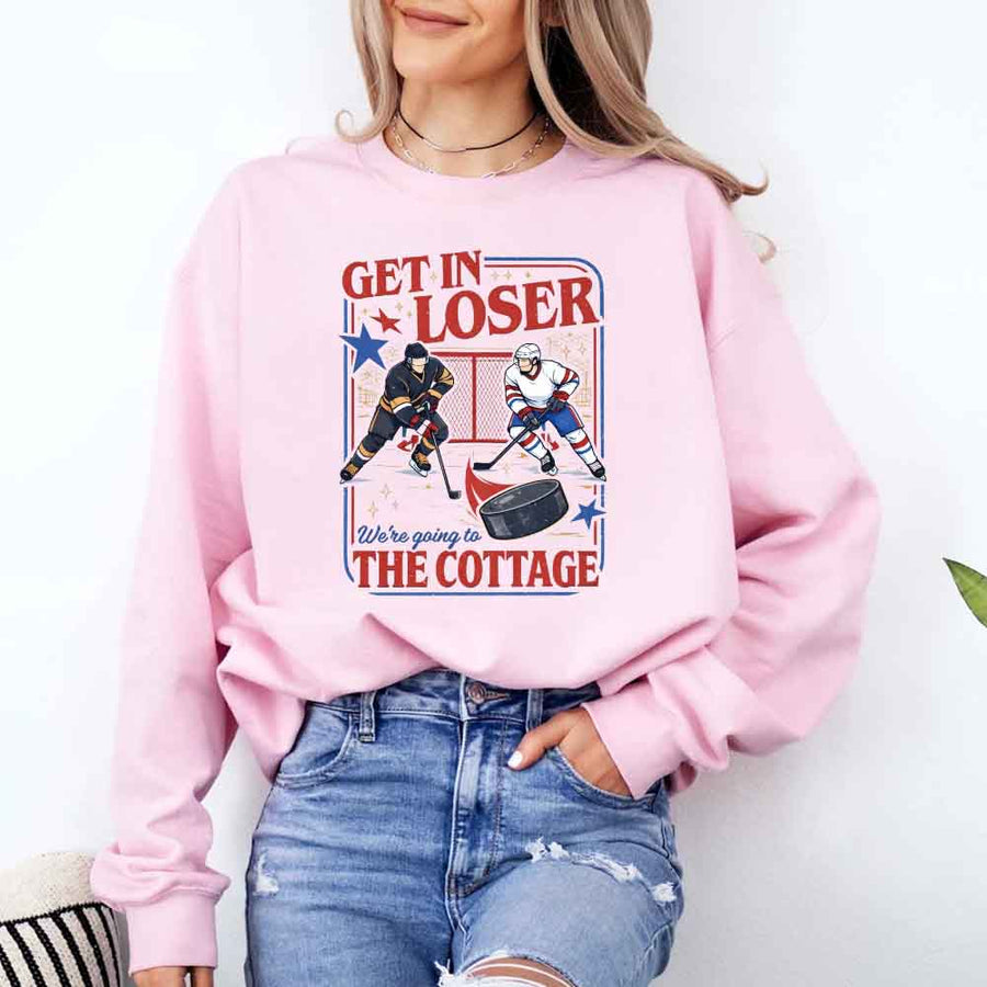 Get In Loser, We’re Going to the Cottage Crewneck Sweatshirt – Hockey Romance BookTok