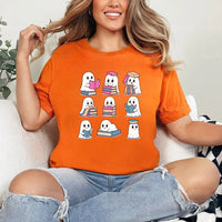 May include Ghost Reading Halloween shirt with cute ghost reading a book graphic, classic unisex fit, and soft cotton fabric