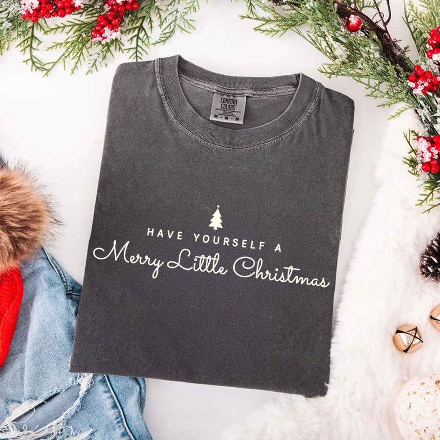 May include a Have Yourself a Merry Christmas Comfort Colors Shirt featuring a classic Christmas message and festive holiday design.