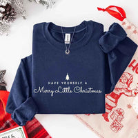 May include a soft unisex crew neck sweatshirt featuring the phrase “Have Yourself a Merry Christmas” in festive print, folded or displayed with warm holiday styling.