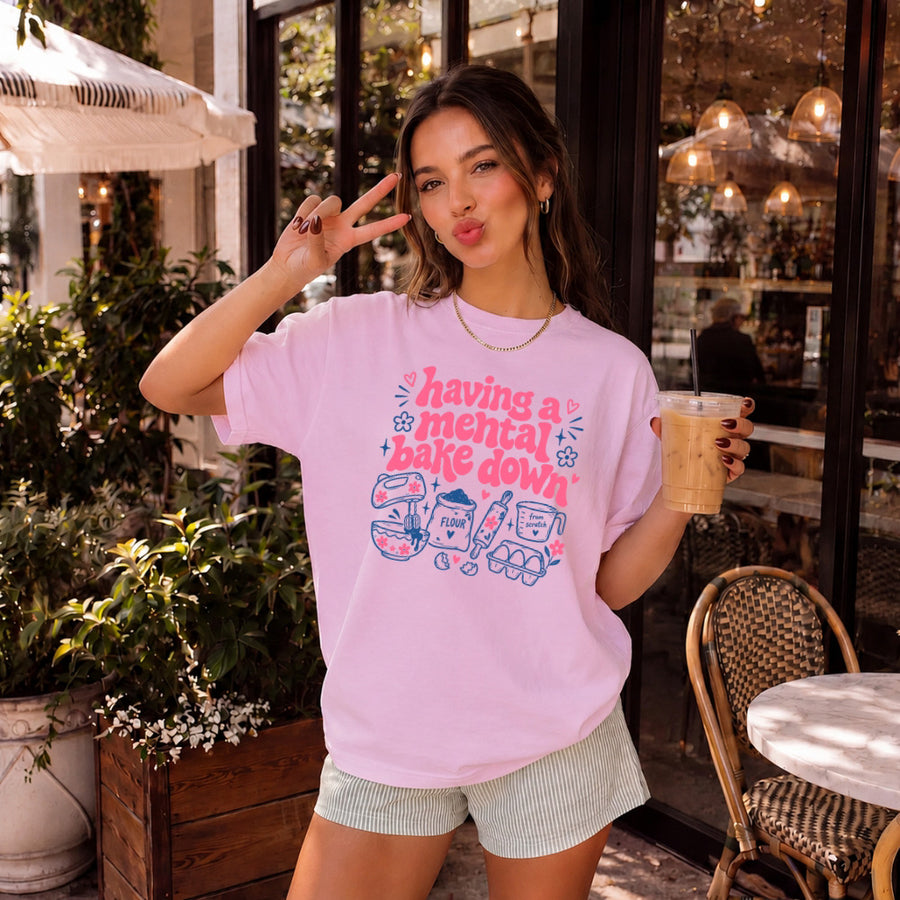 May include a Having a Mental Bake Down Funny Comfort Colors T-Shirt featuring a playful baking-inspired statement design.