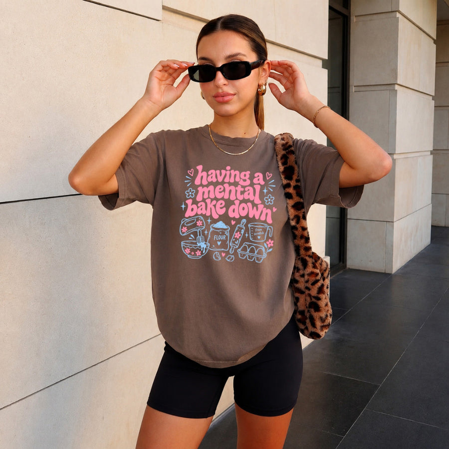 May include a Having a Mental Bake Down Funny Comfort Colors T-Shirt featuring a playful baking-inspired statement design.