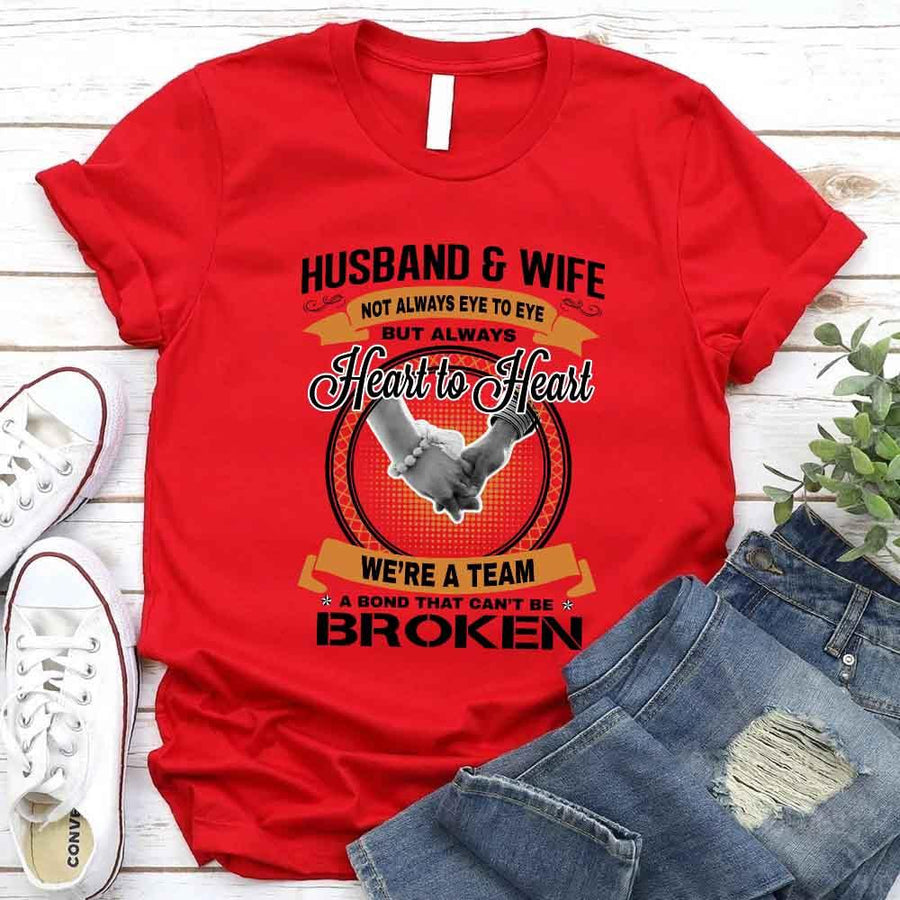 May include a matching couple’s t-shirt set featuring “Husband & Wife – Heart To Heart” design printed on soft cotton fabric.