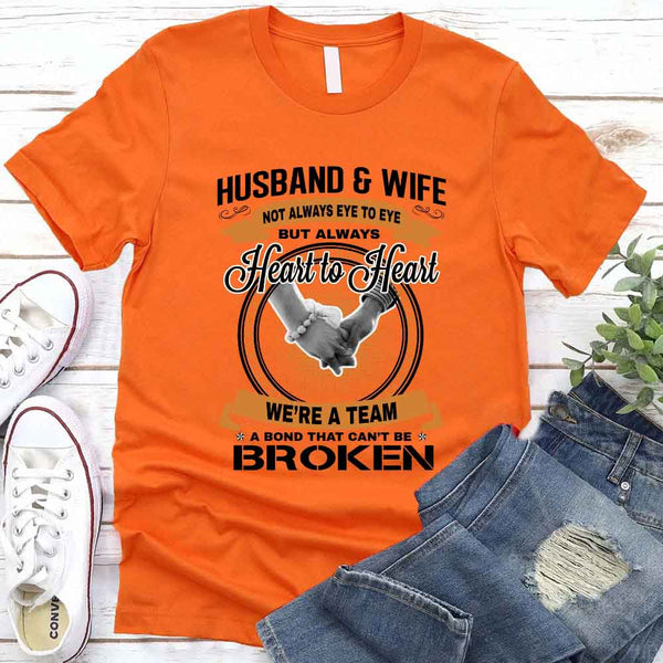 May include a matching couple’s t-shirt set featuring “Husband & Wife – Heart To Heart” design printed on soft cotton fabric.