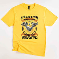 May include a matching couple’s t-shirt set featuring “Husband & Wife – Heart To Heart” design printed on soft cotton fabric.