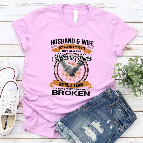 May include a matching couple’s t-shirt set featuring “Husband & Wife – Heart To Heart” design printed on soft cotton fabric.