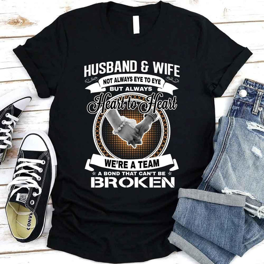 May include a matching couple’s t-shirt set featuring “Husband & Wife – Heart To Heart” design printed on soft cotton fabric.