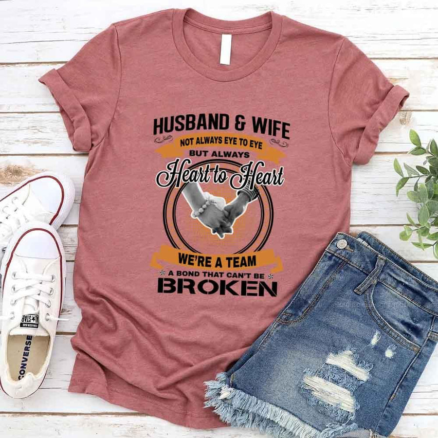 May include a matching couple’s t-shirt set featuring “Husband & Wife – Heart To Heart” design printed on soft cotton fabric.