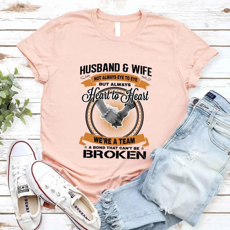 May include a matching couple’s t-shirt set featuring “Husband & Wife – Heart To Heart” design printed on soft cotton fabric.