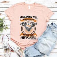 May include a matching couple’s t-shirt set featuring “Husband & Wife – Heart To Heart” design printed on soft cotton fabric.