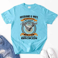 May include a matching couple’s t-shirt set featuring “Husband & Wife – Heart To Heart” design printed on soft cotton fabric.