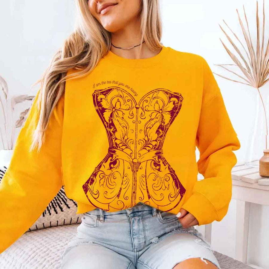 May include I Am The Tea That You Are Having sweatshirt with BookTok inspired graphic and cozy unisex crewneck fit