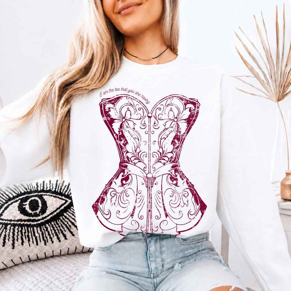 May include I Am The Tea That You Are Having sweatshirt with BookTok inspired graphic and cozy unisex crewneck fit