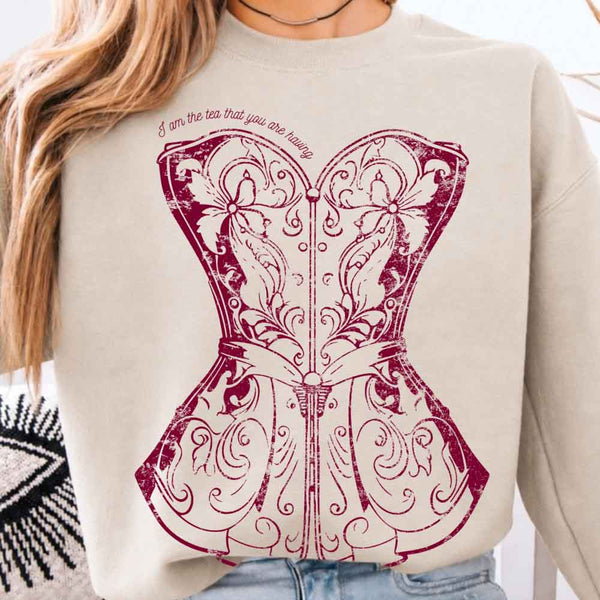 May include I Am The Tea That You Are Having sweatshirt with BookTok inspired graphic and cozy unisex crewneck fit