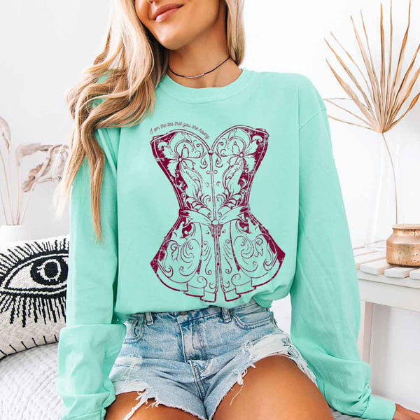 May include I Am The Tea That You Are Having Comfort Colors long sleeve shirt with Regency romance graphic and relaxed fit