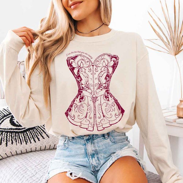 May include I Am The Tea That You Are Having Comfort Colors long sleeve shirt with Regency romance graphic and relaxed fit