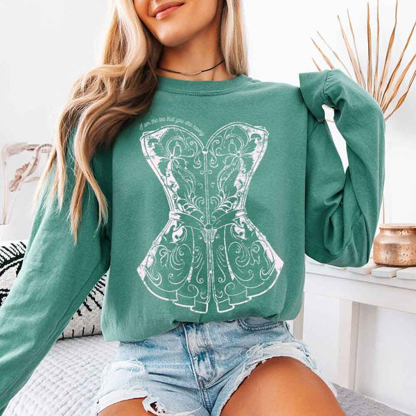 May include I Am The Tea That You Are Having Comfort Colors long sleeve shirt with Regency romance graphic and relaxed fit