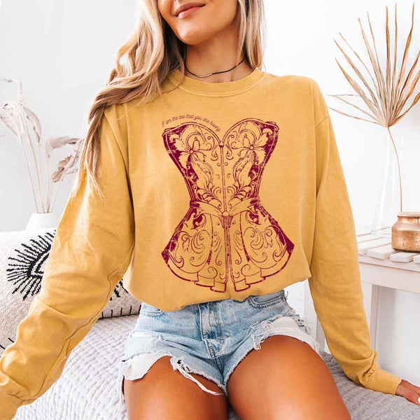 May include I Am The Tea That You Are Having Comfort Colors long sleeve shirt with Regency romance graphic and relaxed fit