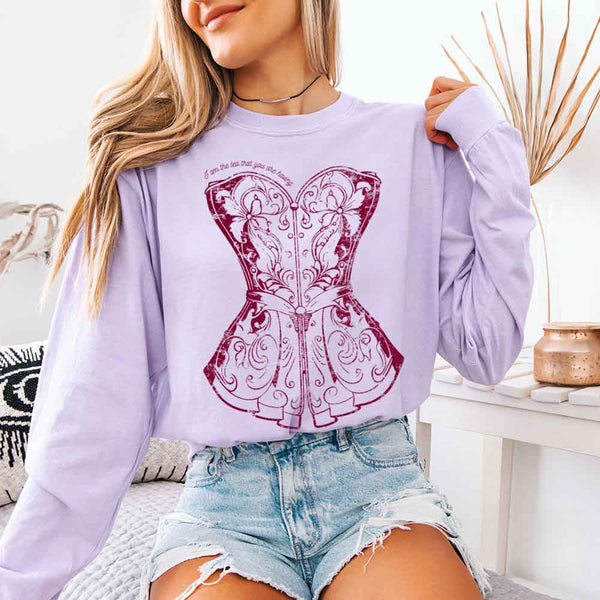May include I Am The Tea That You Are Having Comfort Colors long sleeve shirt with Regency romance graphic and relaxed fit