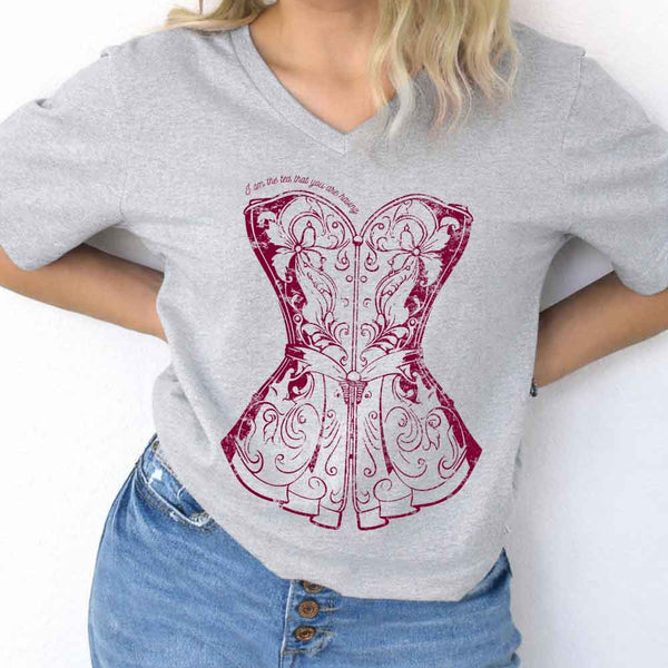 May include I Am the Tea That You Are Having v-neck tee with Regency romance BookTok graphic and relaxed fit