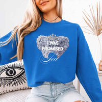 May include I Was Promised Tea crewneck sweatshirt with Regency BookTok graphic and cozy unisex fit