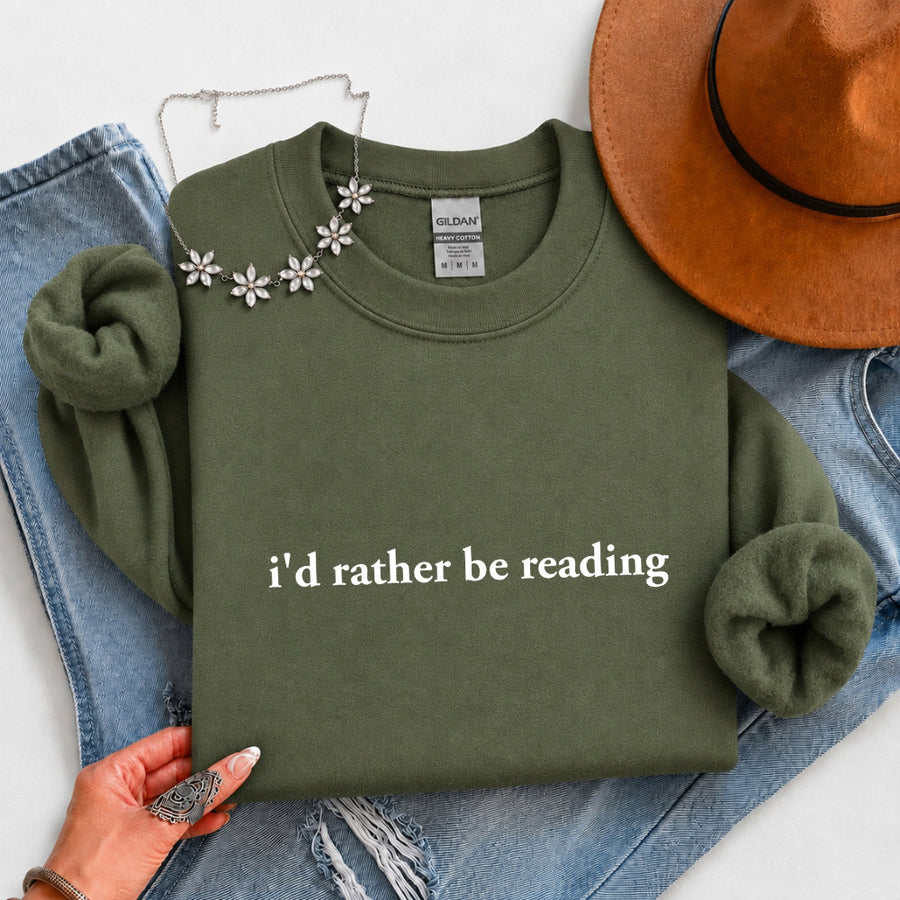 May include an I’d Rather Be Reading Book Lover Sweatshirt featuring a classic reading-inspired statement design on a cozy pullover.