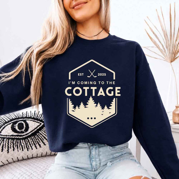 May include I'm Coming To The Cottage crewneck sweatshirt with reader-inspired graphic and cozy unisex fleece fit