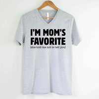 May include a V-neck shirt displaying a bold humorous message claiming to be Mom’s favorite.