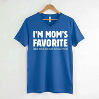 May include a V-neck shirt displaying a bold humorous message claiming to be Mom’s favorite.