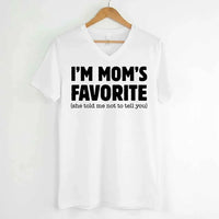 May include a V-neck shirt displaying a bold humorous message claiming to be Mom’s favorite.