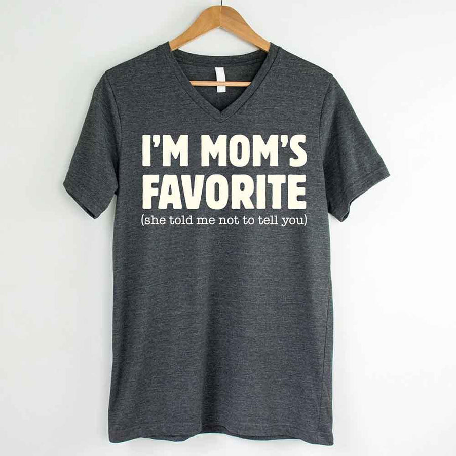 May include a V-neck shirt displaying a bold humorous message claiming to be Mom’s favorite.