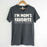 May include a V-neck shirt displaying a bold humorous message claiming to be Mom’s favorite.